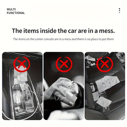 This Trash Can Made of Ultra-Fiber Leather And ABS Material Is Designed for Vehicles, Maintaining Its Shape And Fitting 99% of Car Models. It Handles Both Dry And Wet Waste Without Harming The Installation, Features Automatic Sorting