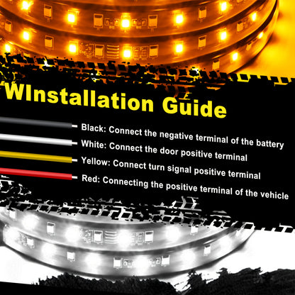 2pcs 71 Inch Pedal Light Strip For Cars, Running Board Light Strip, LED Light Decorative Light Strips, High-brightness Neon Light Parts For Off-road Trucks, SUV ( Yellow & White), Without Battery