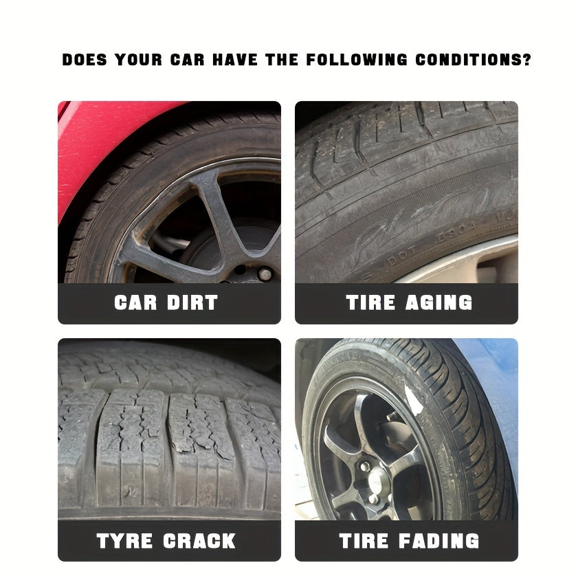 Tire Shine Spray & Dressing - High Gloss Black Tire Polish with UV Protection, Long-Lasting Coating for Cars, Quick-Acting Shine Restoration & Protection, Chemical-Free Formula, Fit for All Vehicles, Car Tire Shine, Vehicle Appearance Enhancement