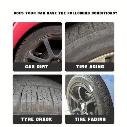 Tire Shine Spray & Dressing - High Gloss Black Tire Polish with UV Protection, Long-Lasting Coating for Cars, Quick-Acting Shine Restoration & Protection, Chemical-Free Formula, Fit for All Vehicles, Car Tire Shine, Vehicle Appearance Enhancement
