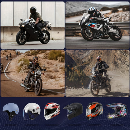 Motorcycle Helmet Headset 1000mAh, Wireless Intercom for Riders, Hands-Free Calls & Music, Voice Control, Noise Cancelling, HD Speakers, Long Battery Life