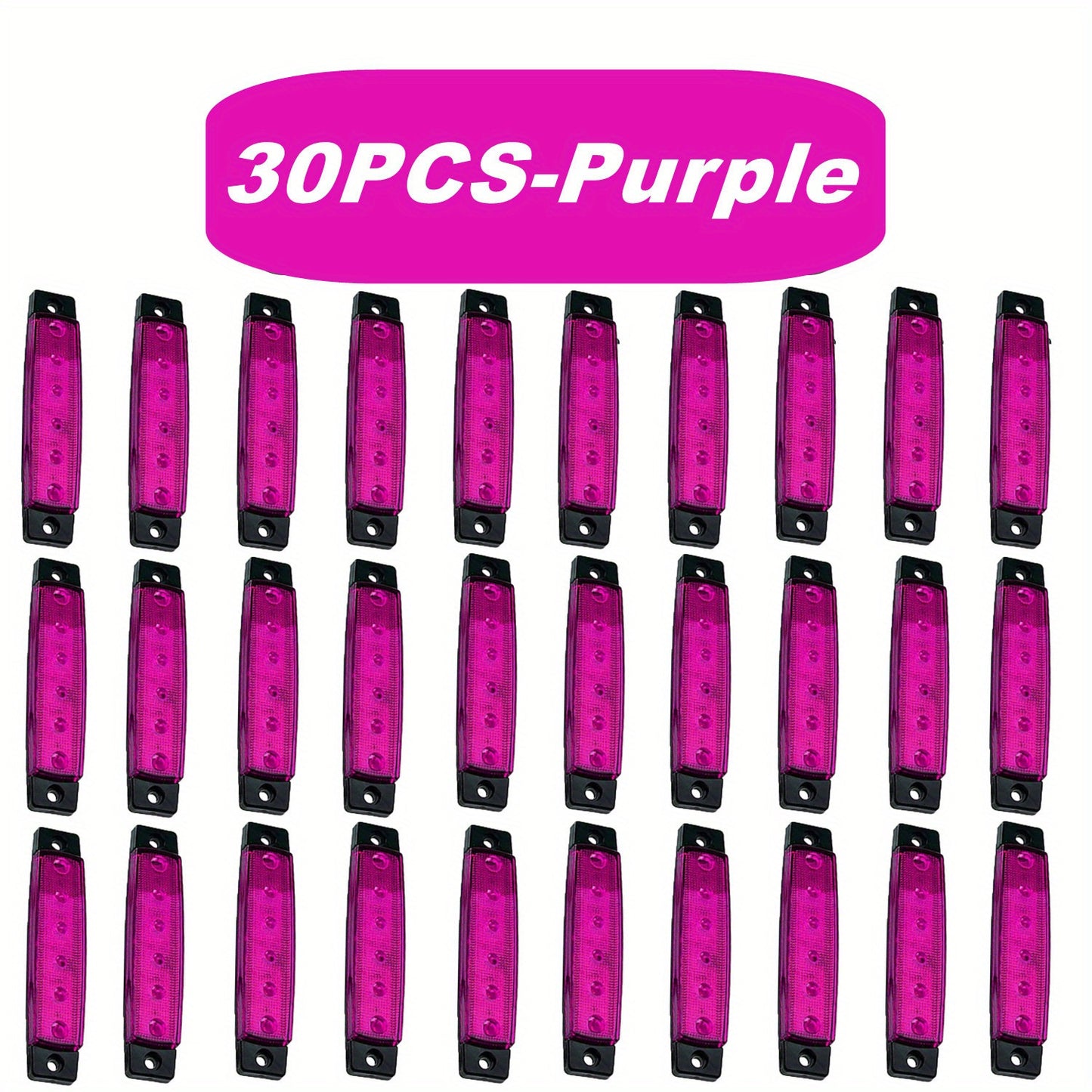 30pcs 3. 8" 6 LED Front Rear Side Marker Indicator Lights LED Lamp Indicator For Car Truck Trailer Lorry Bus -White, Red, Amber, Blue, Green, Purple, Without Battery