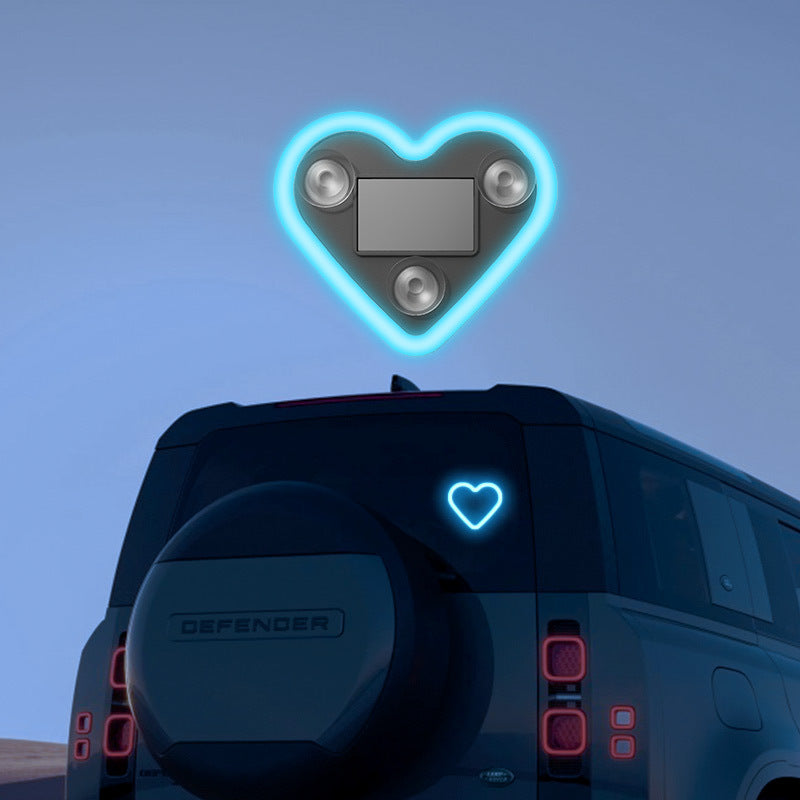 Car Interior Neon LED Mood Light – Heart & Flower Shaped Ambient Light for Car Window, Valentine's Day Car Decoration, 3 Colors