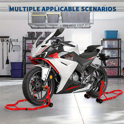 Motorcycle Stand Lift - 900Lbs Front & Rear Combo Universal Motorcycle Stands, Compatible with Most Yamaha for HONDA for SUZUKI for BMW Motorcycles, Red