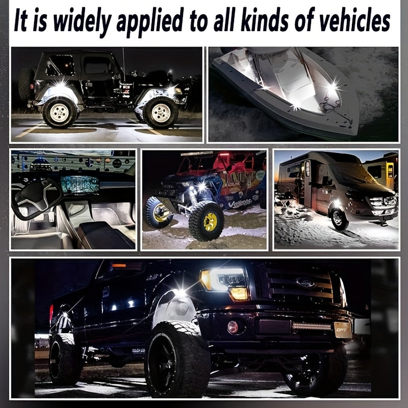 RGB-IC LED Rock Light Kit 4 or 8 Pods, APP & RF Control, Chasing Dream Color Underglow Downlight with Music Mode, 12V for Truck UTV Golf Cart Off-Road Vehicle