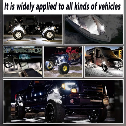 RGB-IC LED Rock Light Kit 4 or 8 Pods, APP & RF Control, Chasing Dream Color Underglow Downlight with Music Mode, 12V for Truck UTV Golf Cart Off-Road Vehicle
