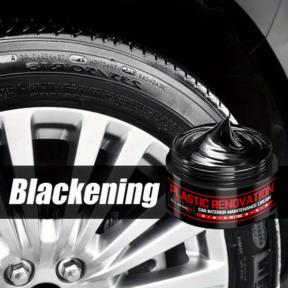 Car Plastic Part Restorer, Black Interior Trim Polishing Wax, Aging Prevention Refurbishment Agent, Repair Plastic Scratches, Tire Shine Paste, Leather Sofa Seat Care Cream, Suitable for All Car Interiors and Exteriors