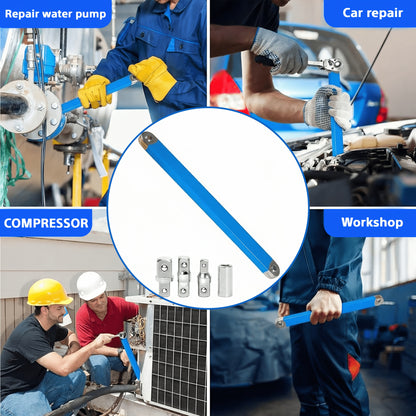 Professional Zero Offset Extension Wrench Set With 3/8 Ratchet Wrench, 15 Inch Impact Ready Ratchet Wrench With 1/2", 1/4" & 3/8" Square Drive Adapters, Universal Repair Tool For Narrow Spaces & Auto Maintenance
