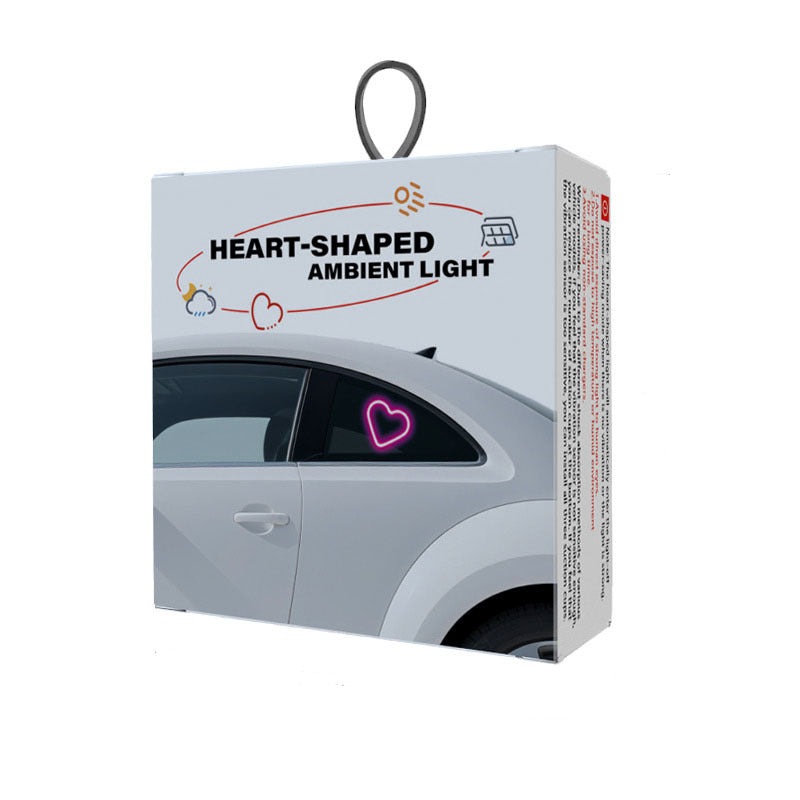 Car Interior Neon LED Mood Light – Heart & Flower Shaped Ambient Light for Car Window, Valentine's Day Car Decoration, 3 Colors