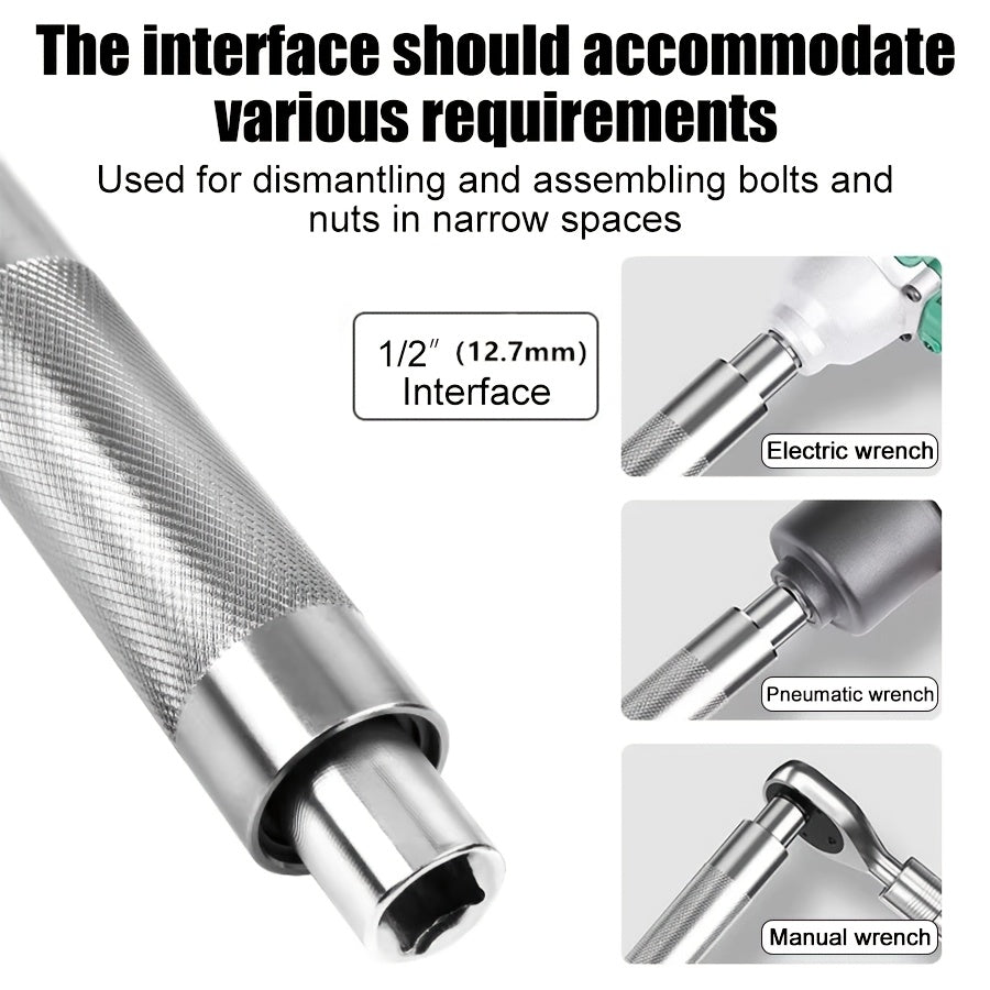 [3-In-1 Impact Wrench] 1/2" Offset Extension Wrench for Impact Drills, Ratchet Extended Wrench, Electric Extended Wrench, 3-In-1 Impact Wrench Extender, Suitable for Confined Spaces