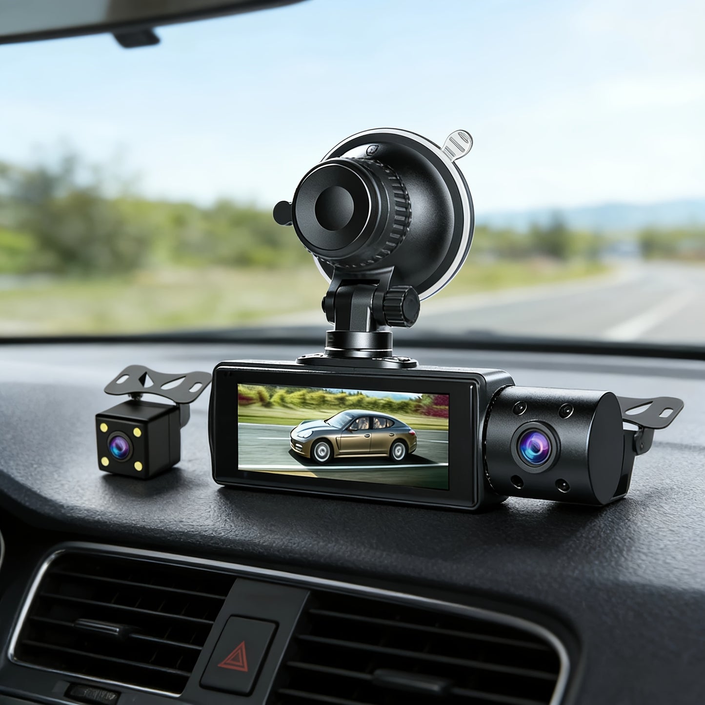 0/64/512memory Card Optional 3-Channel Dash Cam with Smartphone Integration And Infrared Night Vision