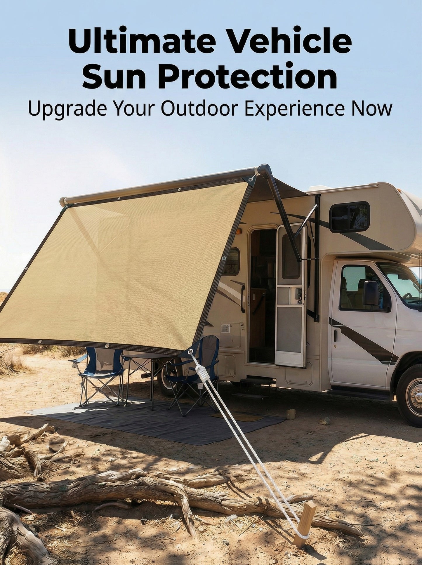 RV Camper Shade Cloth-Breathable Uv-Resistant Sun Shade Tarp, Brass Grommets, Includes Tie-Down Ropes for Versatile Outdoor Use