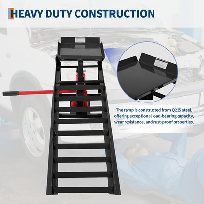 2 Pack Hydraulic Car Ramps - No Installation Required, 5T/ 11000LBS Max Load Low Pro-File Car Lift Service Ramps, Heavy Duty Steel Hydraulic Vehicle Ramps for Car Truck Trailer Garage Repair, Ideal Christmas Birthday Gifts for Women Men Friends