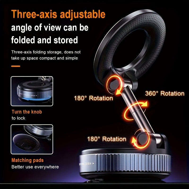 4pcs, 360° Rotating Magnetic Phone Holder, Foldable And Extendable, Suitable for Iphone 16/15/12, ABS Material, Not, Multi-Scenario Use: Car/Bathroom/Gym/Mirror, Universal Size, Black, All-Season Compatible