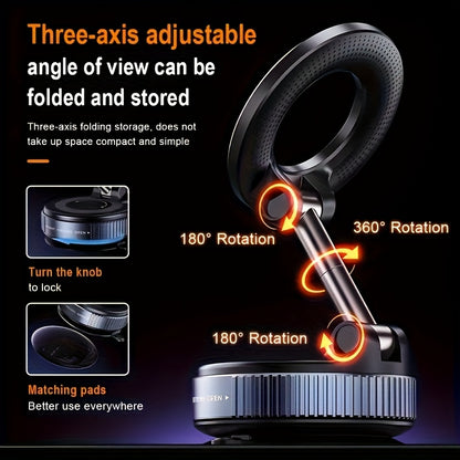 4pcs, 360° Rotating Magnetic Phone Holder, Foldable And Extendable, Suitable for Iphone 16/15/12, ABS Material, Not, Multi-Scenario Use: Car/Bathroom/Gym/Mirror, Universal Size, Black, All-Season Compatible