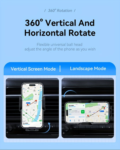 Fast Charging Wireless Car Charger with Auto-Clamping Mount, Compatible with Iphone 16/15/14/13/13 Pro/12 Pro Max/12 Pro/12/11/10 Series And Samsung Galaxy Series, Offering 15W/10W/7.5W Charging Through Air Vent