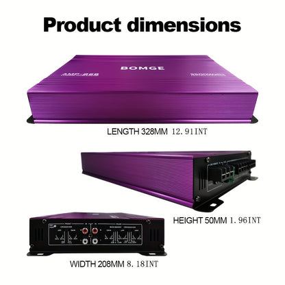 BOMGE Professional 4 Channel Amplifier Dub 4 Channel Car Amplifier AMP228 Vehicle Amplifier 2500 Watts Max for Subwoofers And Speakers