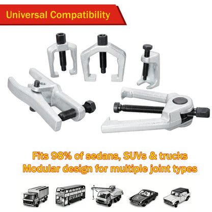 5-Pc Ball Joint Separator Set Toolset, Forged Chrome Steel Non-Marring Design, Tierod/Pitman Arm Remover Tool, Truck/SUV/Car Repair, Best Christmas Gift, Without Battery