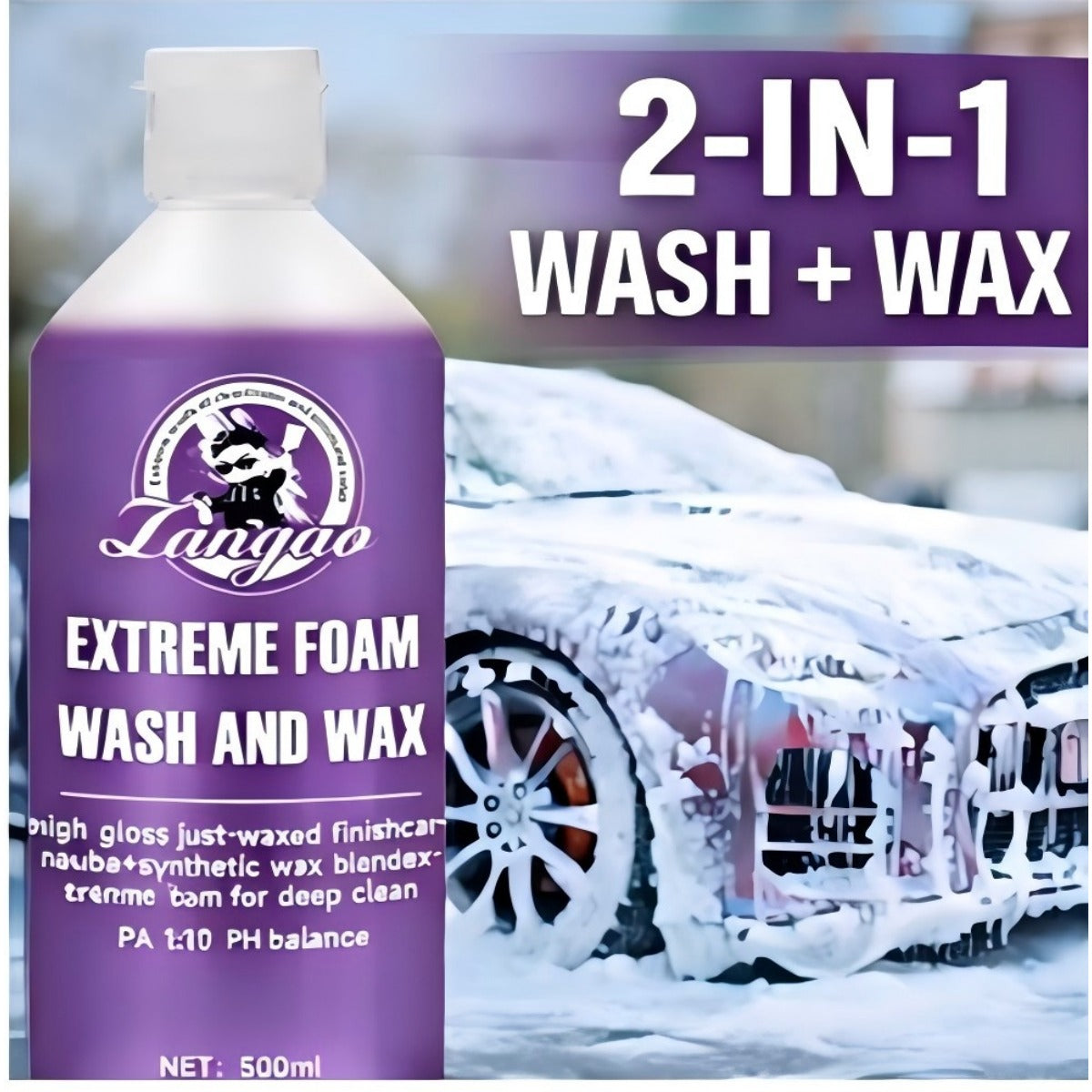 Extreme Bodywash & Wax Car Wash and Wax 2in 1 Car Shampoo Foaming Car Wash Soap Car Wash with Wax Protection High Gloss Car Wash High Foam Car Wash Scratch Free Car Soap PH Balanced Car Shampoo Safe for Ceramic Coating Color Enhancing Wash