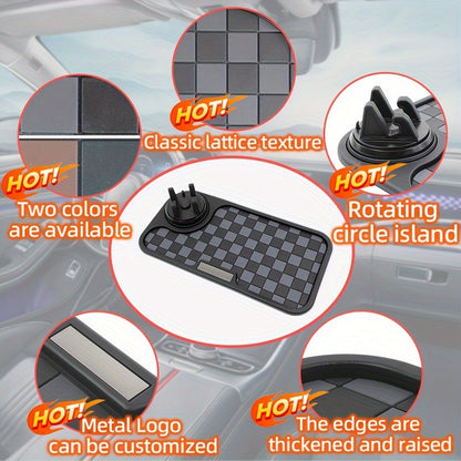 [Car Anti-Slip Mat] Car Anti-Slip Mat Dashboard Ornament Mat Mobile Phone Rotating Holder Dashboard Storage Mat High Temperature Resistant High-End Square Grid Mat Creative Ornament Pad Car Interior Accessories