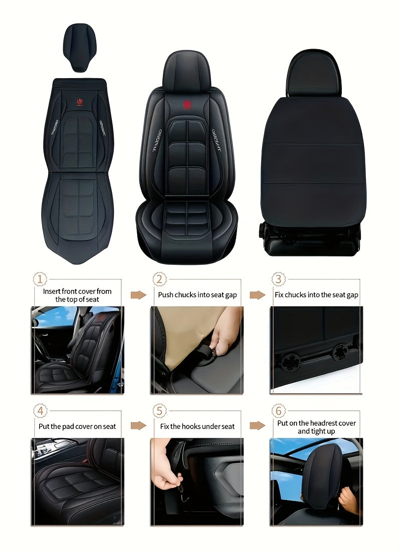 1pc, 2pcs, 5pcs, Advanced Faux Leather Car Seat Cover, Imitation Faux Leather Car Seat Cover, Protective Seat Cover, Suitable For Cars, SUVs, Vans And Trucks, Dirt-resistant, Send Gifts To Relatives