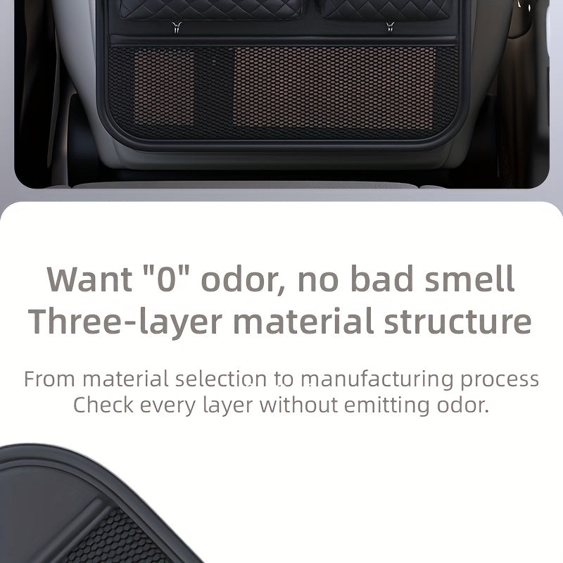 2025 New Spacious Faux Leather Car Seat Back Storage Bag | Foldable Organizer Featuring Tablet Holder, Cup Holder & Mesh Pocket, Versatile Car Seat Back Organizer for Rear Seats, Perfect Gift