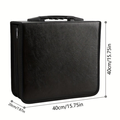A 520-Slot PU Faux Leather CD Holder, Spacious Enough for Storage, Shielded by a Plastic Cover, This Black Bag Is Ideal for Cds And Dvds. It'S a Portable Storage Solution Perfect for Events, Moving, Promotional Advertising, And Anniversary Parties