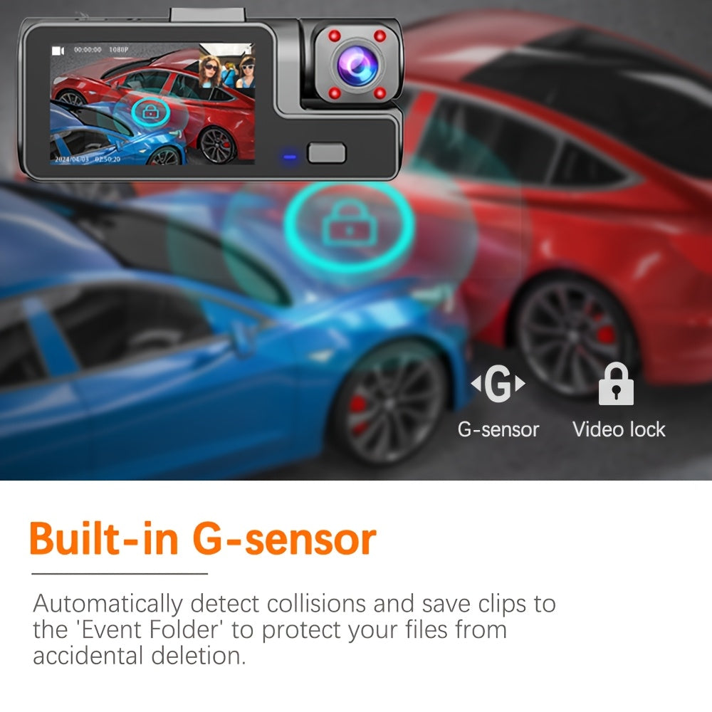 Dash Cam for Car FHD1080P 2 Channels Camera 360 Dash Cam Car DVR 170° Large Wide Angle Car Recorder Super Night Vision Loop Recording G-Sensor Tachograph Dashboard Camera