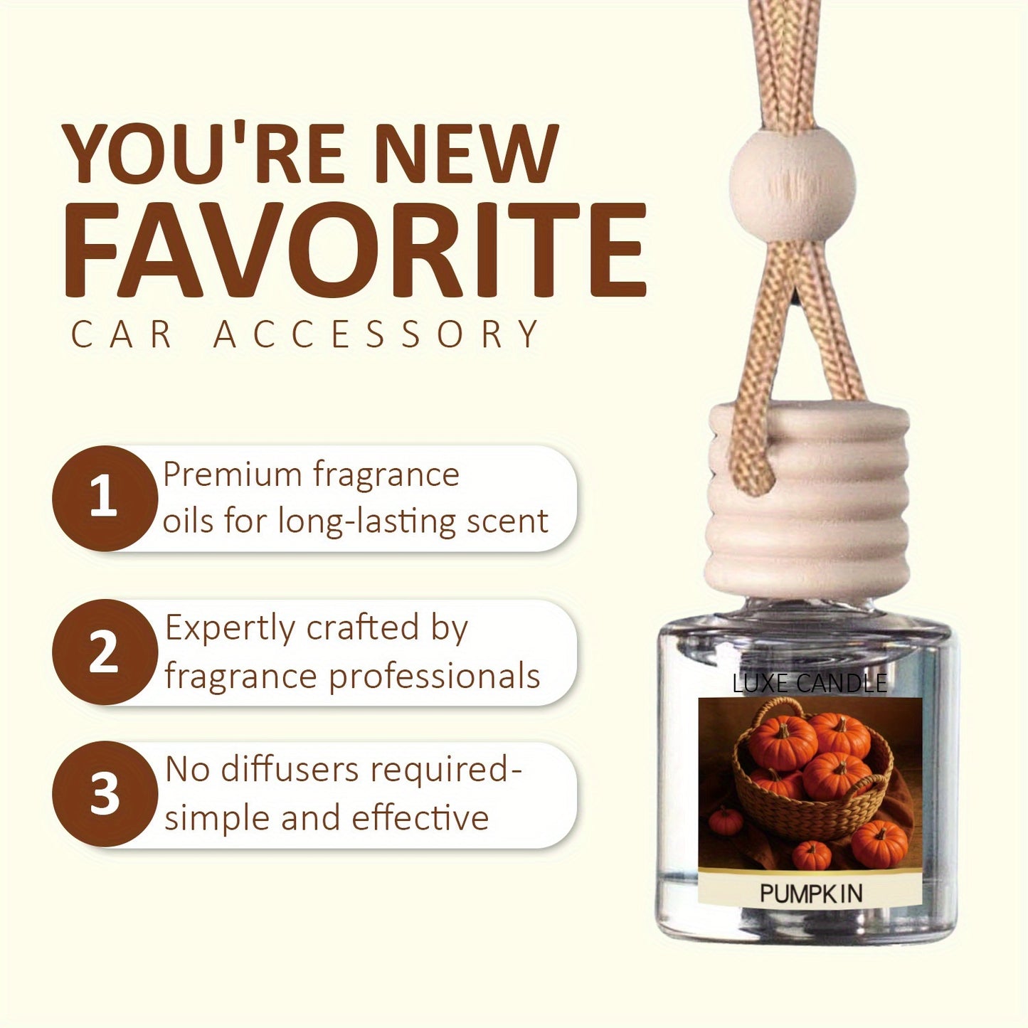 Set of 2 Car Air Freshener Diffusers - Vanilla Cream Scented Oil Diffuser for Vehicles, Lasting Fragrance for Over 45 Days