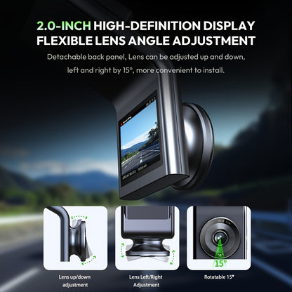 Front Car Dash Cam with 3K, 140° Wide Angle Lens | Built-In Wifi GPS, Night Vision, Motion Detection Alerts, Parking Mode, WDR, Loop Recording - USB-Powered, Compact Design, Vehicle Security, Modern Vehicle Accessory, Durable Construction