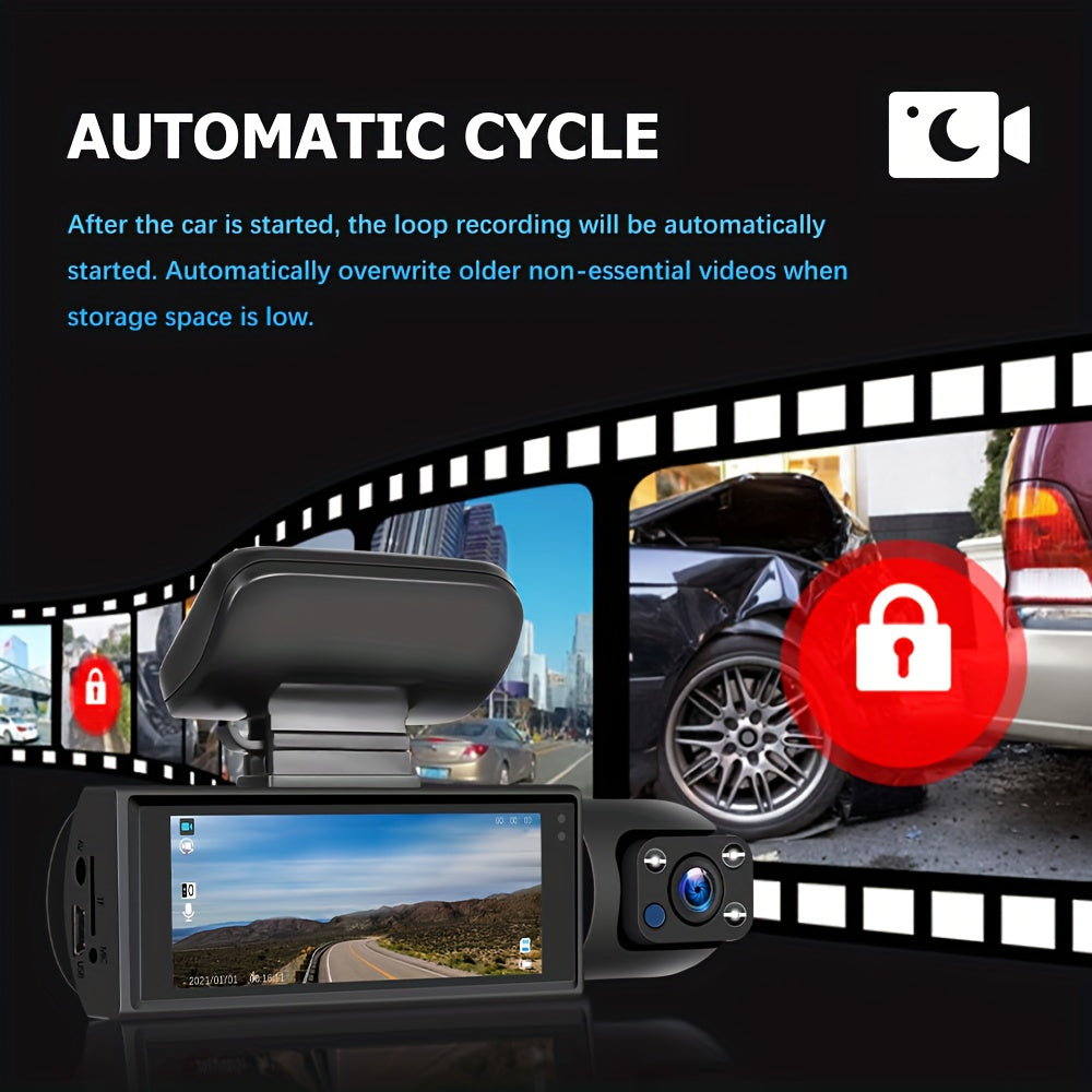 CAMECHO 1080P Dual Camera, Dash Cam For Cars, Front And Inside, Car Camera With IR Night Vision, Loop Recording, Wide Angle Car DVR Camera Optional 3.16 Inch/2inch, Dual Lens Car Dashboard Video Cam.optional No Card/32gb/64gb Memory Card