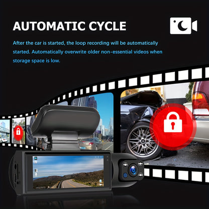 CAMECHO 1080P Dual Camera, Dash Cam For Cars, Front And Inside, Car Camera With IR Night Vision, Loop Recording, Wide Angle Car DVR Camera Optional 3.16 Inch/2inch, Dual Lens Car Dashboard Video Cam.optional No Card/32gb/64gb Memory Card