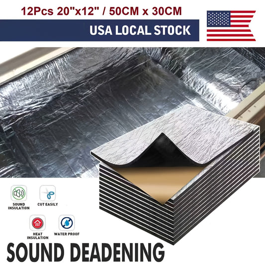 12Sheets 20" X 12" Car Sound Deadening Material Mat - 276MIL 19Sqft Auto Audio Deadener Foam, Sound Dampening And Heat Insulation for Truck, Vehicle, Car Hood, Ceiling, Engine Roof, Door, Trunk Lid, Trunk Room, Engines, Tailgate