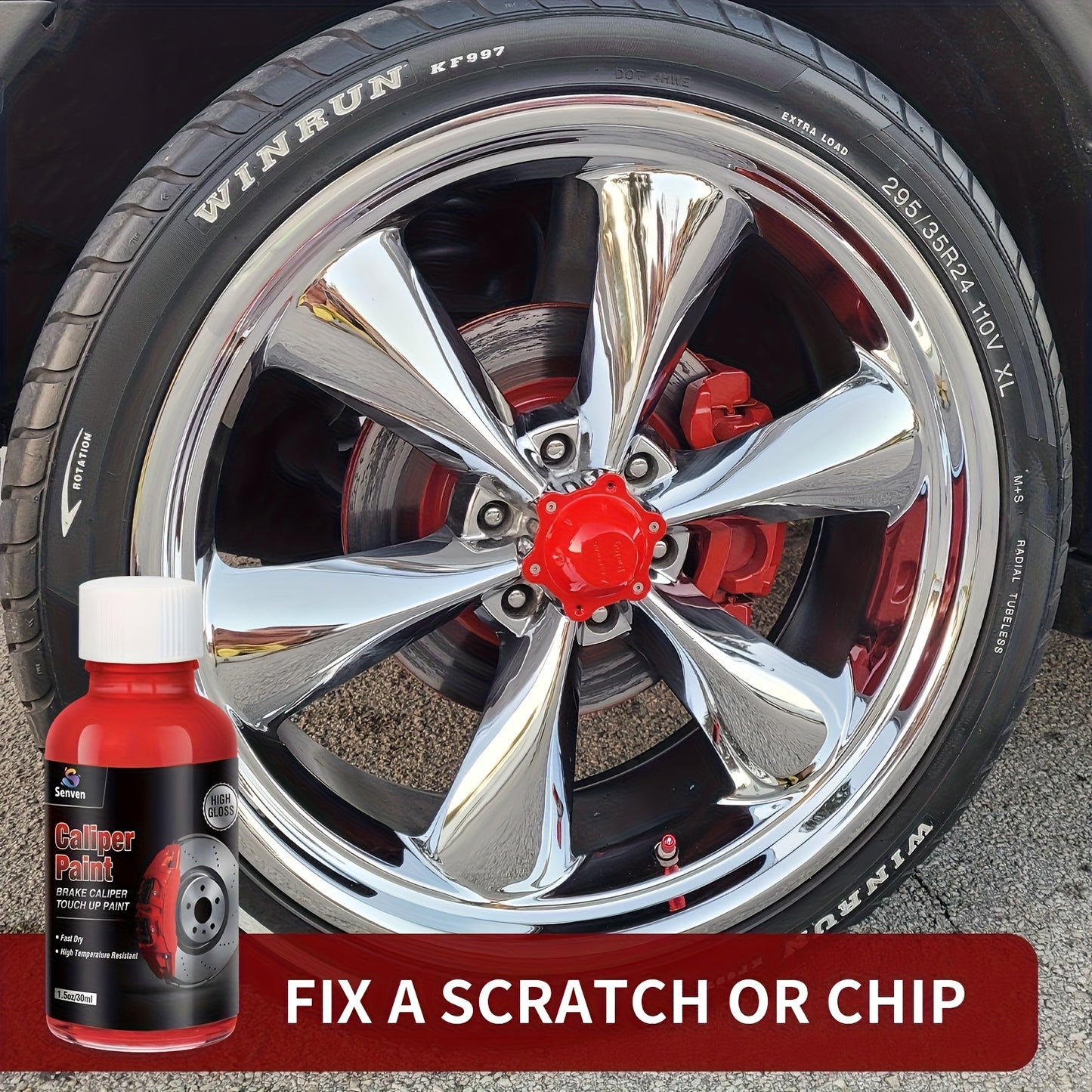 Gloss Red Caliper Paint Brake Caliper Touch Up Paint Red Gloss High Temperature Heat Resistant 1.5oz, Vehicle Maintenance Paint, Caliper Paint Repair, Brake Rotor Paint, Gloss Red Auto Paint, Durable Automotive Paint, Chemical-Free Formula