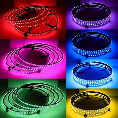 [Remote Control LED Lights] 4pcs Car Wheel Lights, Remote Control With Flashing Modes, LED Wheel Ring Lights For Trucks Cars SUV Pickup Vehicles Offroad, Equipped With Seven-Color Dazzling Light Function, Car Rim Light, Without Battery