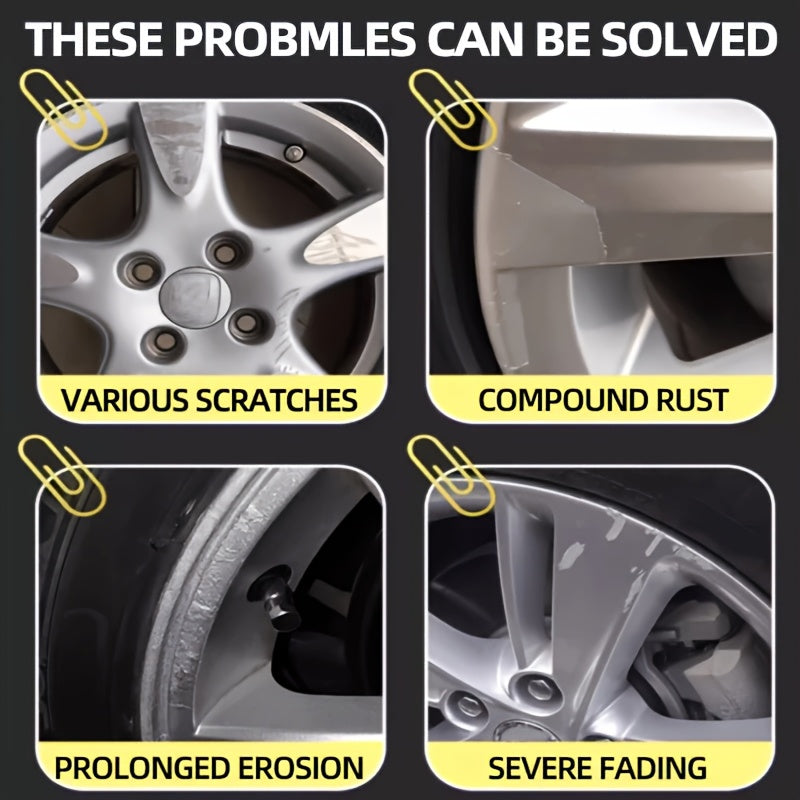 Kit for Repairing And Restoring Scratches on Car Wheels - Professional Hub Refinishing for Aluminum And Steel Rims - Metal Shine Rejuvenator with a Long-Lasting Protective Layer