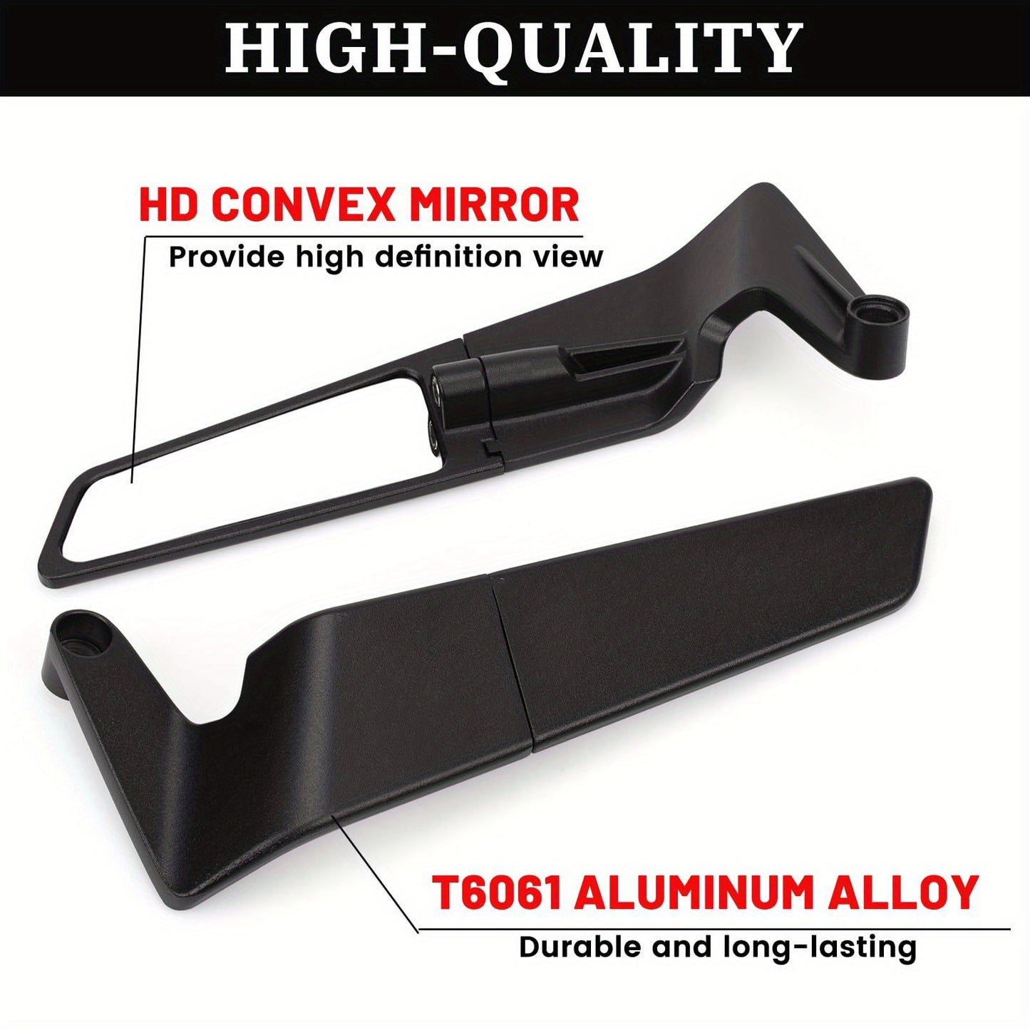 Adjustable Rotating Rearview Mirrors for Motorcycles, Stealth Wind Wing Side Mirrors Compatible with Z400, Z650, Z900, 1290 Super Duke R, Evo, And ABS 390 Duke Street Bikes