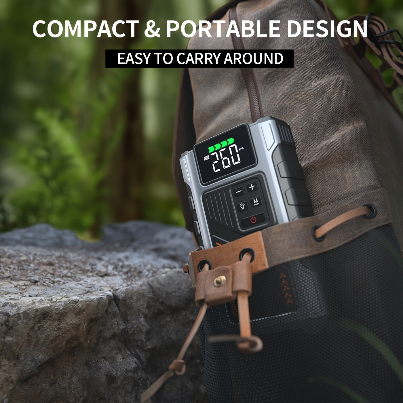 Portable Car Jump Starter with Air Compressor, Jump Starter for Car, 5000A Peak(2.11gal Gas, 1.72gal Diesel) with 150 PSI Tire Inflator, 12V Car Battery Jump Power Pack, Car Jumper Starter Portable, 5in 1 Function Jump, Battery Charger, Smart Cables