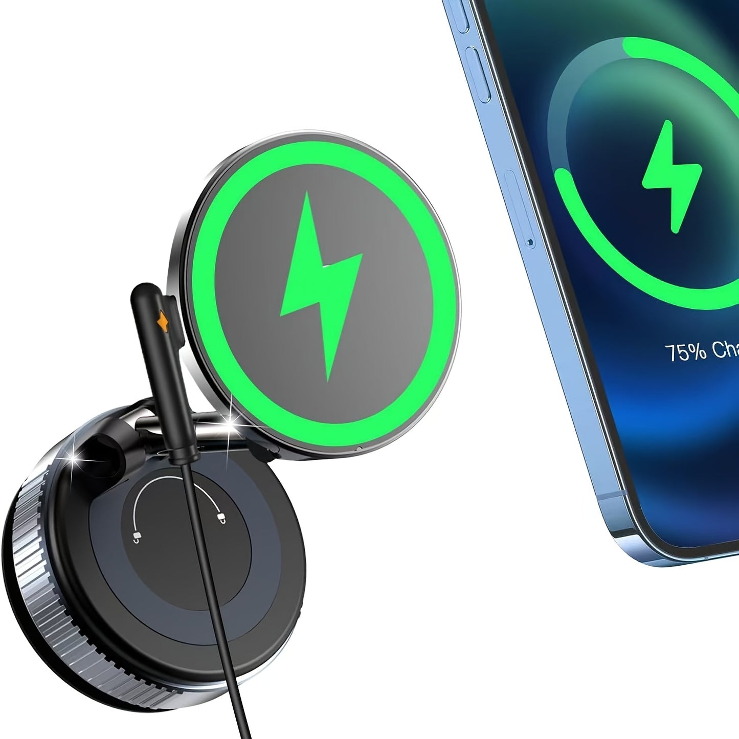 Wireless Car Charger, 15W Magnetic Fast-charging Car Phone Holder, The Suction Cup Is Stable And Won't Fall Off, Can Be Adjusted 360 Degrees, Car Phone Holder