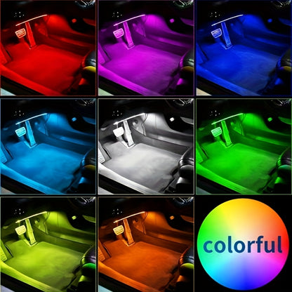 [Music Sync LED Car Lights] GY 4pcs USB-Powered LED Car Interior Lighting Kit | Colorful Underfoot Lights with Music Sync for Enhanced Ambiance, Without Battery