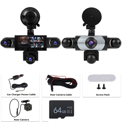 PODOFO Vehicle-Installed 5Lens/4lens High-Definition Dash Cam, Featuring 1080P Front And Front, Rear, Left, And Right, Providing 360° Comprehensive Coverage, Reverse Image Loop Recording, Car Camera/Car Additions/Monitoring System, Without Battery