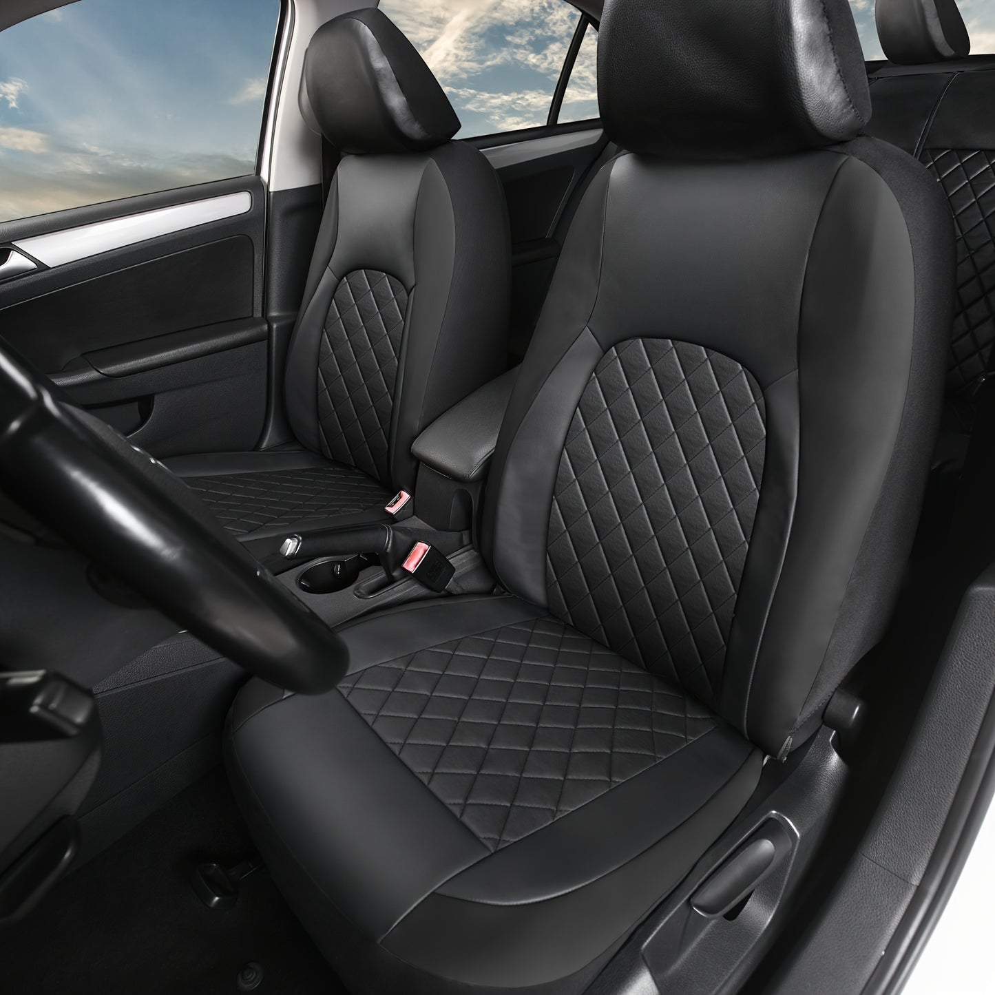 Universal Faux Leather Car Seat Covers Full Set Car Seat Covers Full Set Front Seats And Rear Bench, Universal Fit 5 Seat Covers For SUV, Automotive Truck, for Jeep, for Bmw, Scratch Proof, Car Accessories For Men And Women