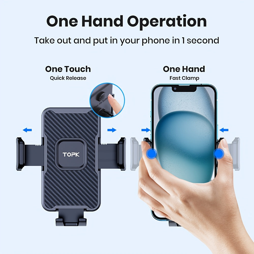 TOPK Upgrade Car Phone Holder Mount Universal Cell Phone Car Mount For Dashboard Car Dash Mount Mobile Holder For IPhone Samsung And All Android Smart Phones