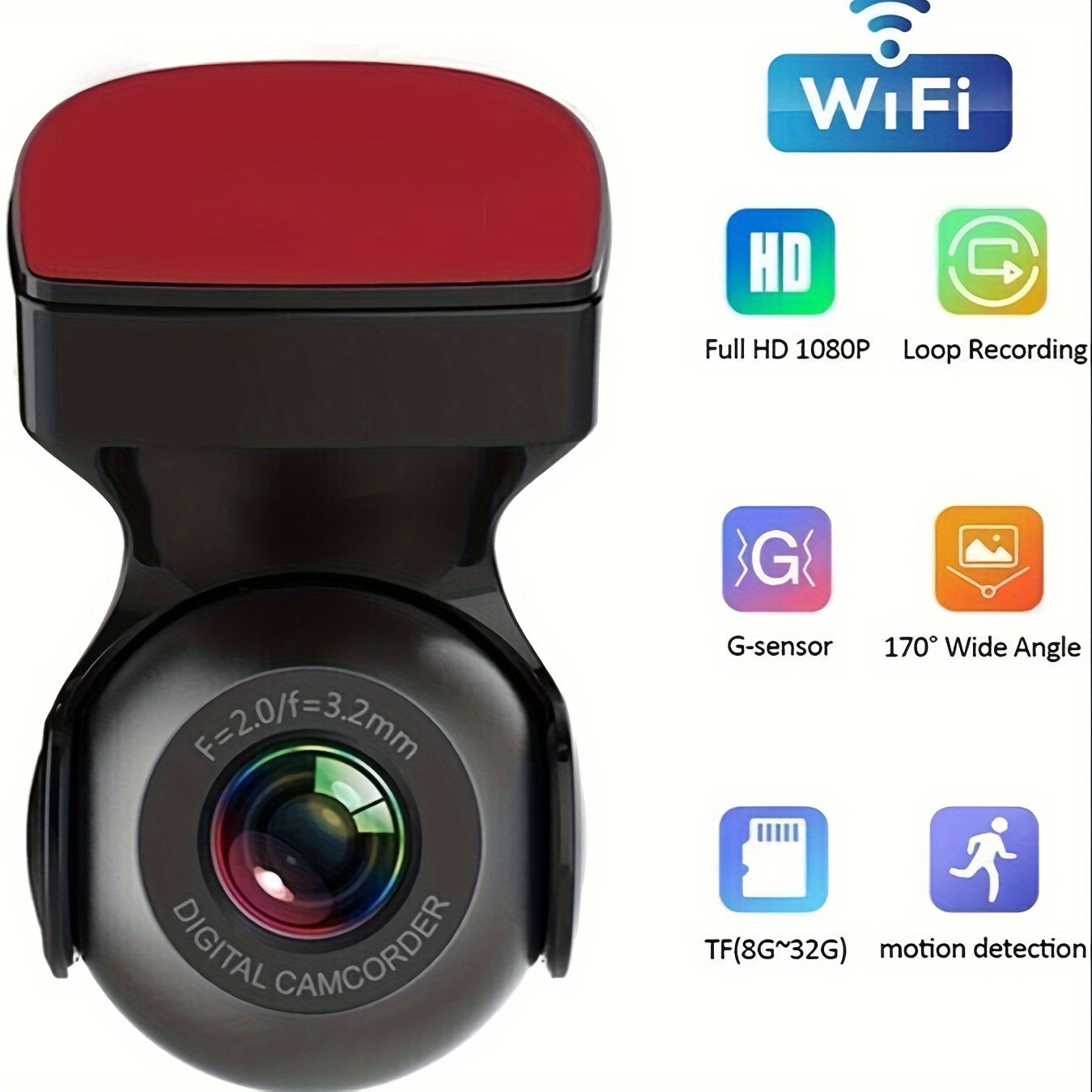 170° WiFi Dash  Recorder   HD 1080P  DVR Vehicle  G-Sensor