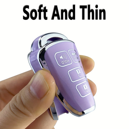 Toyota Key Fob Cover Case TPU - Fits Highlander Camry RAV4 Corolla Tacoma Avalon Venza Yaris Scion 2010-2019, Soft Protective Shell, Black White Purple