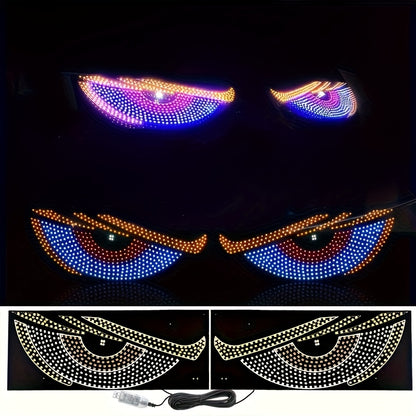 2pcs, Truck SUV All Kinds Of Vehicle Models, USB 5V Demon Eye Decorative LED, DIY Install Devil's Eye Lantern Light with 14 Modes New Upgrade Big Eyes Car Decorative Eyes Light, Gifts, Without Battery Devil's Eye