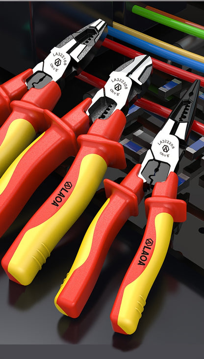 LAOA Insulated Needle-Nose Pliers/Wire Cutters/Diagonal Pliers, Multifunctional Electrician'S Manual Tool That Combines Cutting, Gripping, Twisting Screws, And Crimping Terminals All in One.