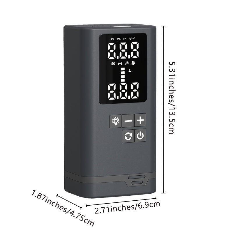 Portable Tire Inflator Air Compressor, Quick Wireless Air Pump, with Digital Display Screen, LED Light, USB Charging, Includes Multi-Function Nozzle Adapter, Lithium Battery, Suitable for Car, Motorcycle, Bicycle Tires, Balls, Car Parts, Sports Balls