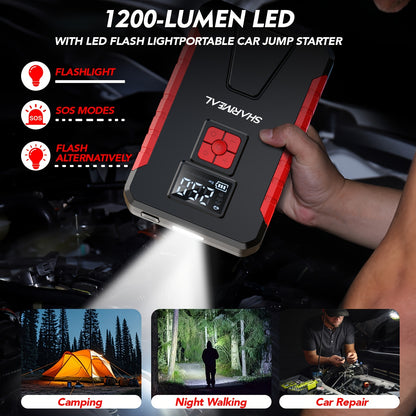 15000A-21000A Peak 350PSI 12V 17-in-1 Portable Jump Starter with Air Compressor Jump Starter, Car Battery Charger, Car Jump Starter with Air Compressor, Jump Starter Para, Car Accessories Tools, LED Light, Battery Charger, Cart Battery Charger
