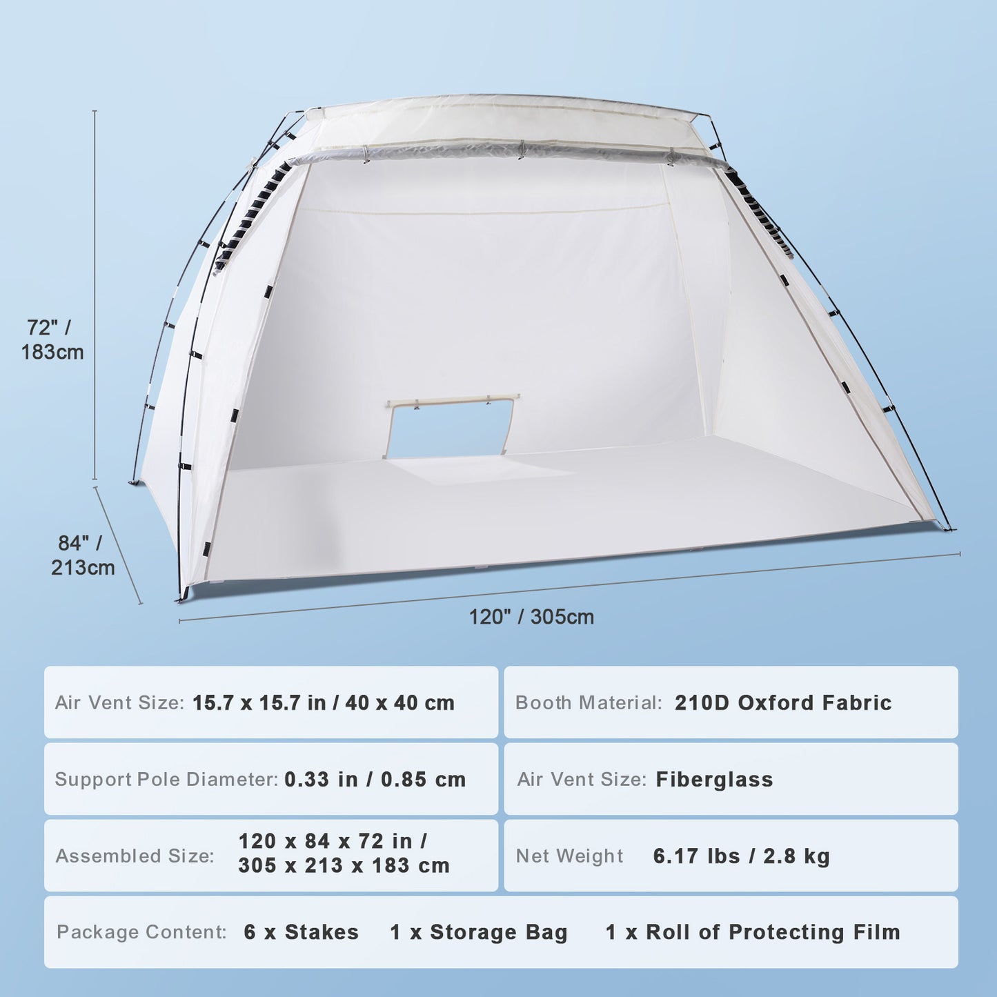 VEVOR Spray Paint Shelter Spray Paint Tent 90*62*62in/120*84*72in Portable Paint Booth DIY